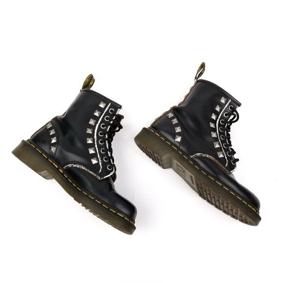 RARE Dr. Martens Studded Black Rolled Vintage Smooth High Top Boots Women's 6 - Picture 6 of 10